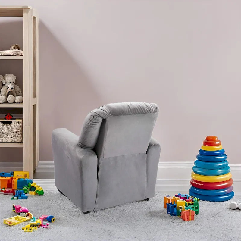 Fauteuil inclinable pour enfants rose / noir / gris / marron — PVC / microfibre / chenille, 1 place