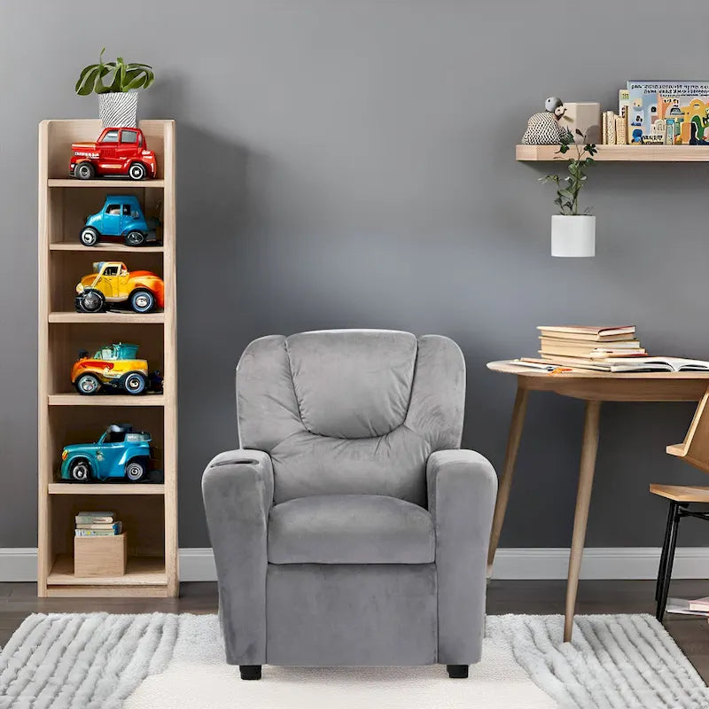 Fauteuil inclinable pour enfants rose / noir / gris / marron — PVC / microfibre / chenille, 1 place
