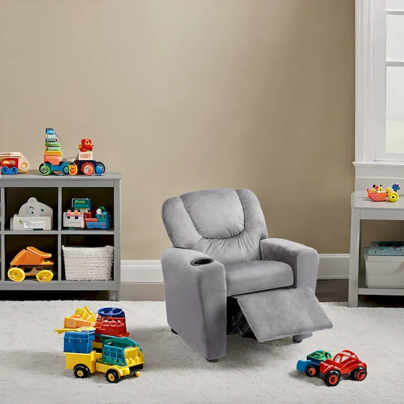 Fauteuil inclinable pour enfants rose / noir / gris / marron — PVC / microfibre / chenille, 1 place