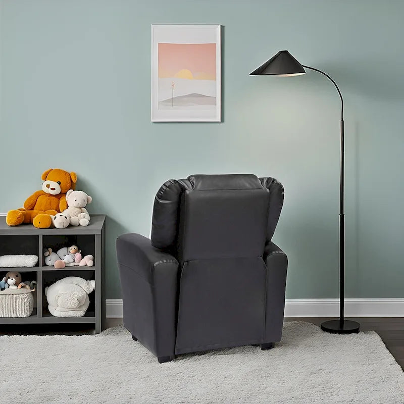 Fauteuil inclinable pour enfants rose / noir / gris / marron — PVC / microfibre / chenille, 1 place
