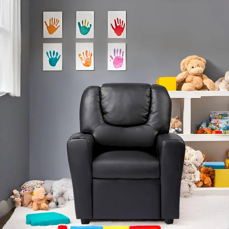 Fauteuil inclinable pour enfants rose / noir / gris / marron — PVC / microfibre / chenille, 1 place