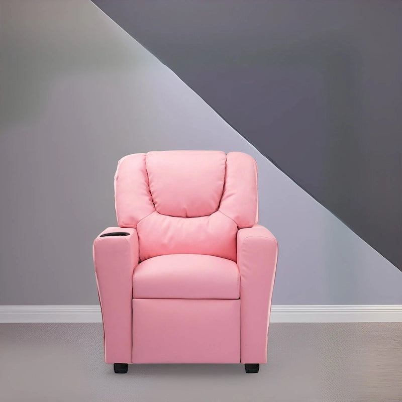 Fauteuil inclinable pour enfants rose / noir / gris / marron — PVC / microfibre / chenille, 1 place
