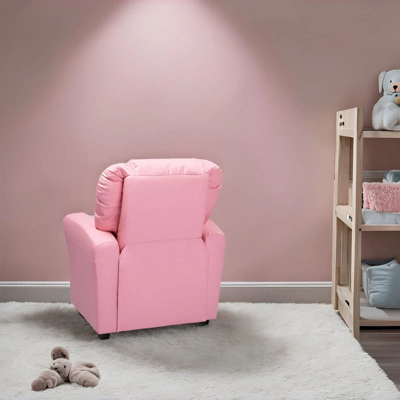 Fauteuil inclinable pour enfants rose / noir / gris / marron — PVC / microfibre / chenille, 1 place