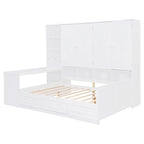 Lit de repos gris/blanc avec bureau et rangement – Lit simple/double, 1 personne