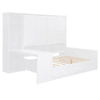 Lit de repos gris/blanc avec bureau et rangement – Lit simple/double, 1 personne