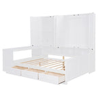 Lit de repos gris/blanc avec bureau et rangement – Lit simple/double, 1 personne