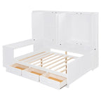 Lit de repos gris/blanc avec bureau et rangement – Lit simple/double, 1 personne