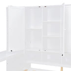 Lit de repos gris/blanc avec bureau et rangement – Lit simple/double, 1 personne