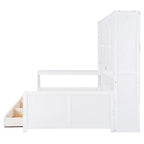 Lit de repos gris/blanc avec bureau et rangement – Lit simple/double, 1 personne