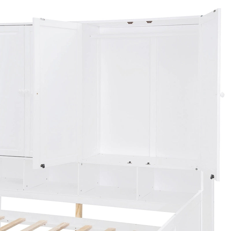 Lit de repos gris/blanc avec bureau et rangement – Lit simple/double, 1 personne