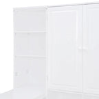 Lit de repos gris/blanc avec bureau et rangement – Lit simple/double, 1 personne