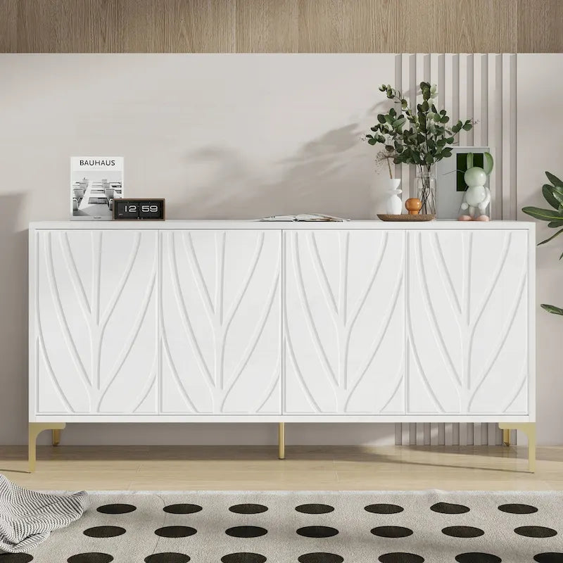 Buffet de salle à manger noir/blanc avec portes à ouverture par pression — 2 portes