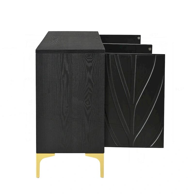 Buffet de salle à manger noir/blanc avec portes à ouverture par pression — 2 portes