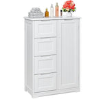 Meuble de rangement en bois autoportant blanc/brun foncé avec 4 tiroirs – Simple/Double