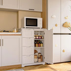 Meuble de rangement en bois autoportant blanc/brun foncé avec 4 tiroirs – Simple/Double