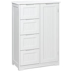 Meuble de rangement en bois autoportant blanc/brun foncé avec 4 tiroirs – Simple/Double