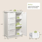 Meuble de rangement en bois autoportant blanc/brun foncé avec 4 tiroirs – Simple/Double
