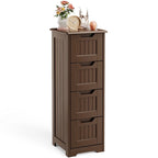 Meuble de rangement en bois autoportant blanc/brun foncé avec 4 tiroirs – Simple/Double