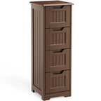 Meuble de rangement en bois autoportant blanc/brun foncé avec 4 tiroirs – Simple/Double