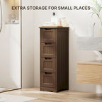 Meuble de rangement en bois autoportant blanc/brun foncé avec 4 tiroirs – Simple/Double