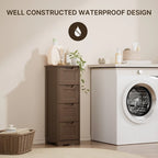 Meuble de rangement en bois autoportant blanc/brun foncé avec 4 tiroirs – Simple/Double