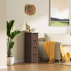 Meuble de rangement en bois autoportant blanc/brun foncé avec 4 tiroirs – Simple/Double
