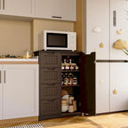 Meuble de rangement en bois autoportant blanc/brun foncé avec 4 tiroirs – Simple/Double