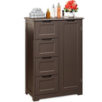Meuble de rangement en bois autoportant blanc/brun foncé avec 4 tiroirs – Simple/Double
