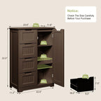Meuble de rangement en bois autoportant blanc/brun foncé avec 4 tiroirs – Simple/Double