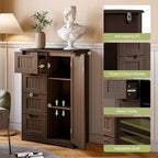 Meuble de rangement en bois autoportant blanc/brun foncé avec 4 tiroirs – Simple/Double