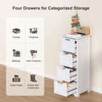 Meuble de rangement en bois autoportant blanc/brun foncé avec 4 tiroirs – Simple/Double