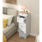 Meuble de rangement en bois autoportant blanc/brun foncé avec 4 tiroirs – Simple/Double