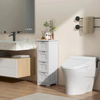 Meuble de rangement en bois autoportant blanc/brun foncé avec 4 tiroirs – Simple/Double