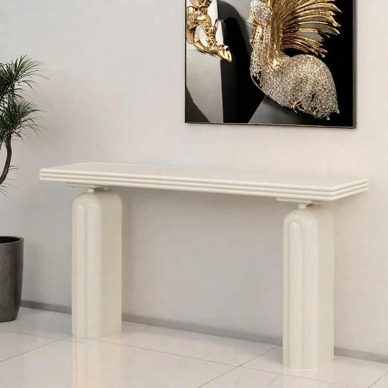 Console incurvée 60", noir / beige — style minimaliste 2 pieds