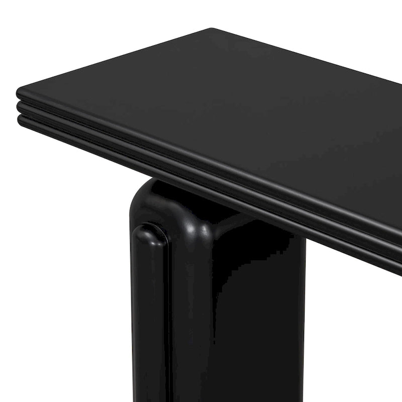 Console incurvée 60", noir / beige — style minimaliste 2 pieds