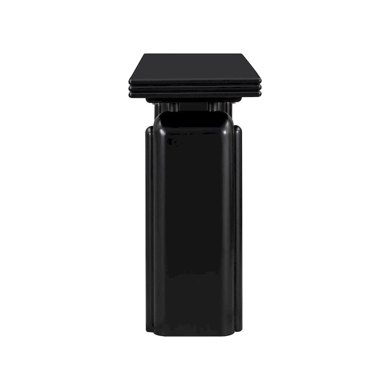 Console incurvée 60", noir / beige — style minimaliste 2 pieds