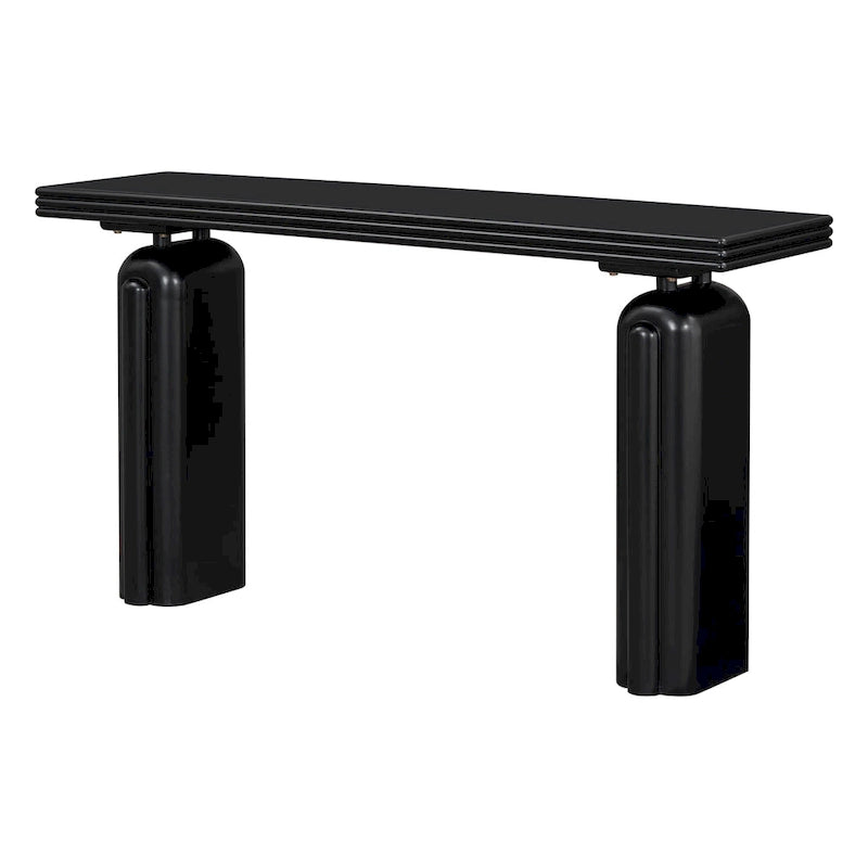 Console incurvée 60", noir / beige — style minimaliste 2 pieds