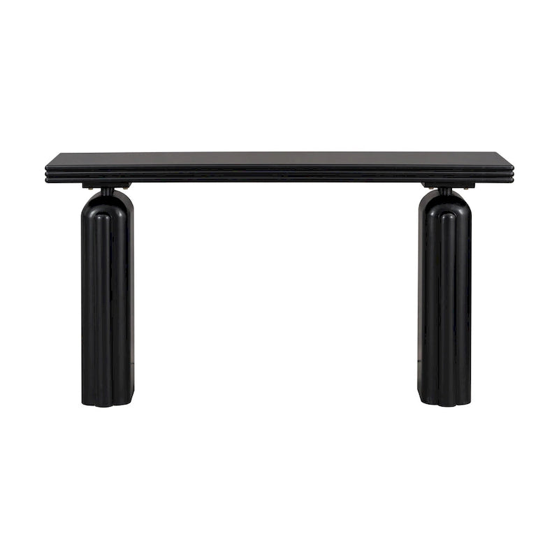 Console incurvée 60", noir / beige — style minimaliste 2 pieds