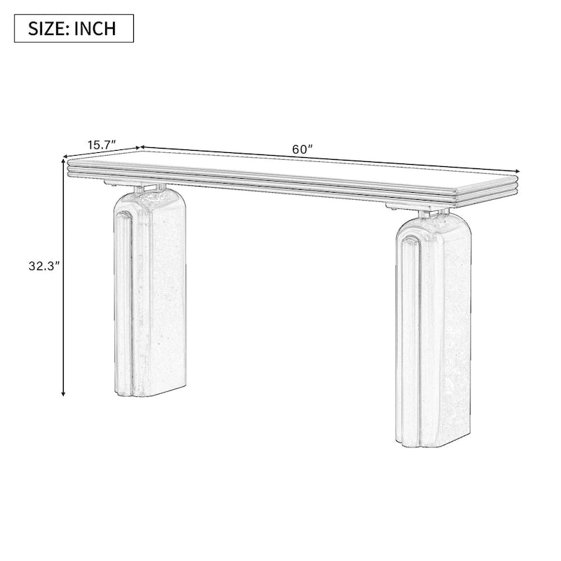 Console incurvée 60", noir / beige — style minimaliste 2 pieds