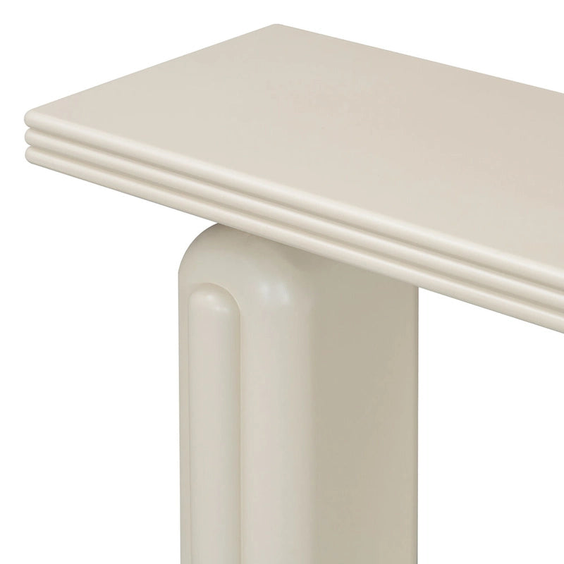 Console incurvée 60", noir / beige — style minimaliste 2 pieds