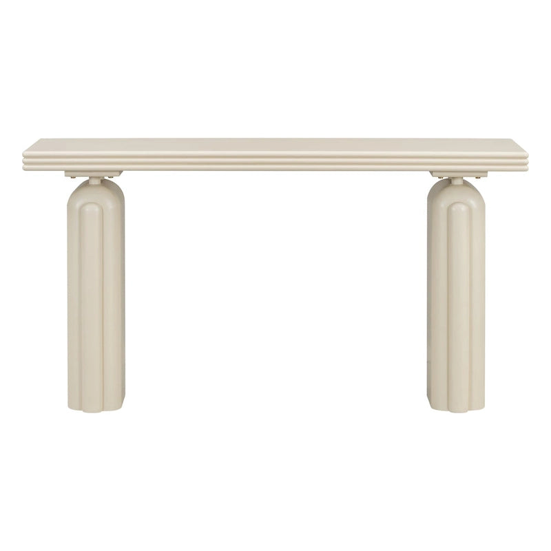 Console incurvée 60", noir / beige — style minimaliste 2 pieds