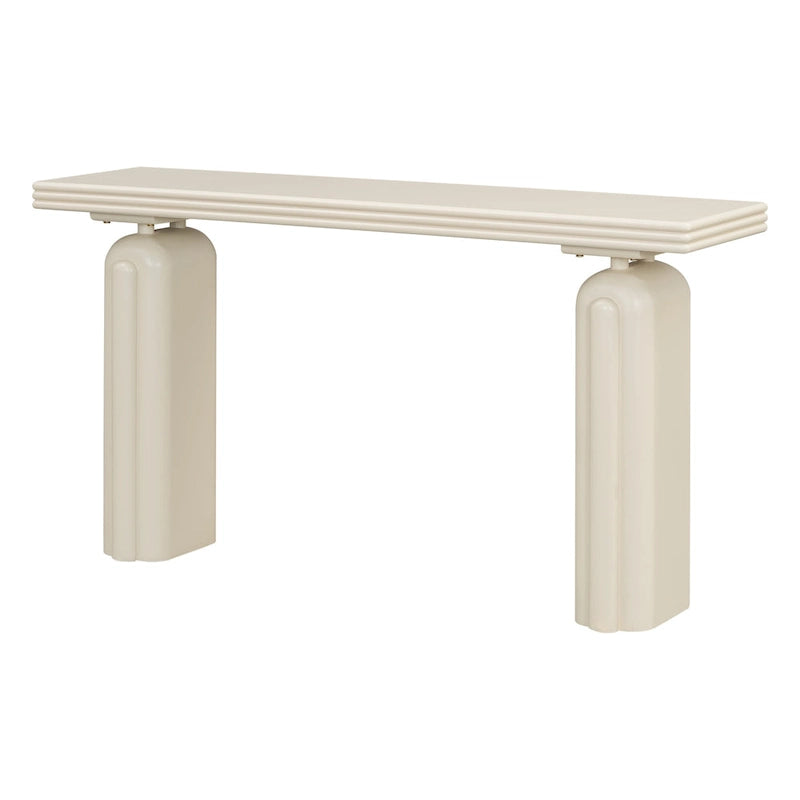 Console incurvée 60", noir / beige — style minimaliste 2 pieds