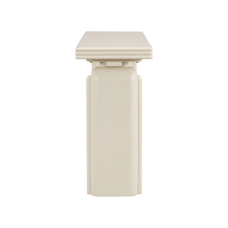Console incurvée 60", noir / beige — style minimaliste 2 pieds