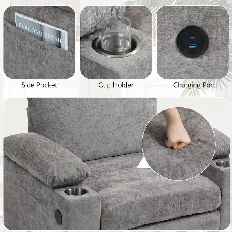 Fauteuil de relaxation surdimensionné avec pouf, pour 1 personne - Vert / Gris / Beige / Gris foncé