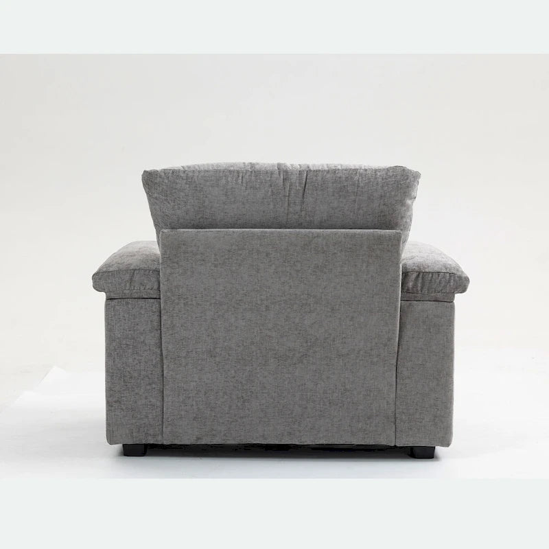 Fauteuil de relaxation surdimensionné avec pouf, pour 1 personne - Vert / Gris / Beige / Gris foncé