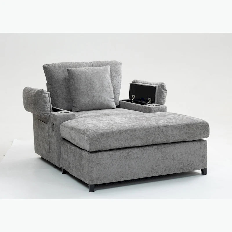 Fauteuil de relaxation surdimensionné avec pouf, pour 1 personne - Vert / Gris / Beige / Gris foncé