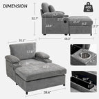Fauteuil de relaxation surdimensionné avec pouf, pour 1 personne - Vert / Gris / Beige / Gris foncé