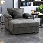 Fauteuil de relaxation surdimensionné avec pouf, pour 1 personne - Vert / Gris / Beige / Gris foncé