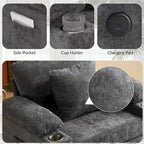 Fauteuil de relaxation surdimensionné avec pouf, pour 1 personne - Vert / Gris / Beige / Gris foncé