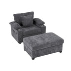 Fauteuil de relaxation surdimensionné avec pouf, pour 1 personne - Vert / Gris / Beige / Gris foncé